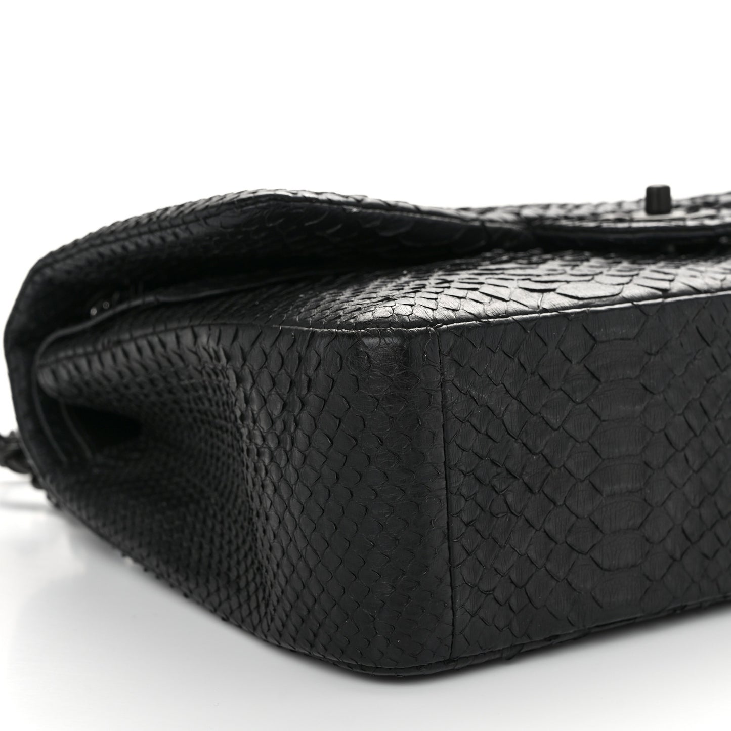 Snakeskin Jumbo Double Flap So Black