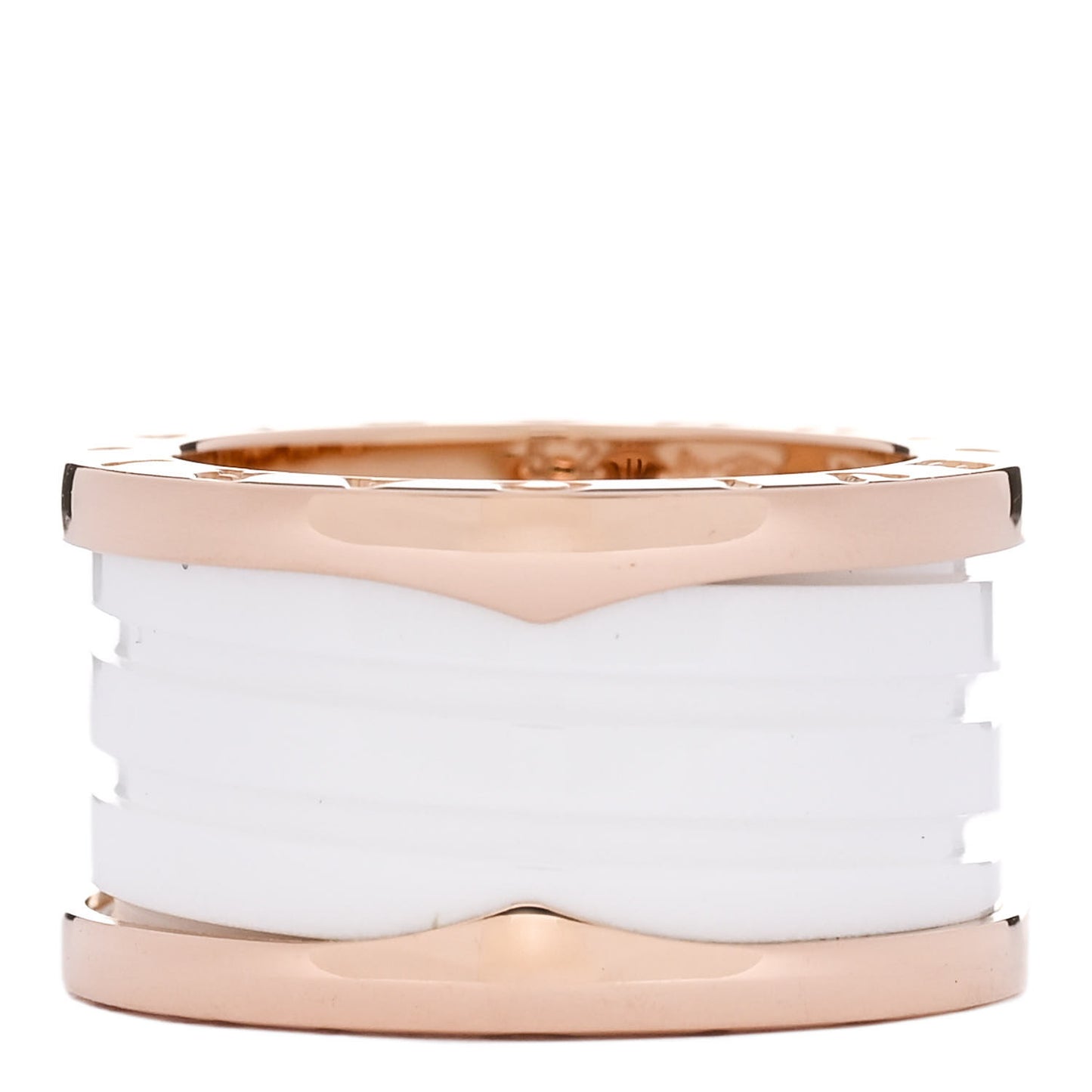 18K Rose Gold White Ceramic B.Zero1 Four-Band Ring 52 6