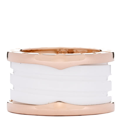 Bulgari 18K Rose Gold White Ceramic B.Zero1 Four-Band Ring 52 6 3 of 6