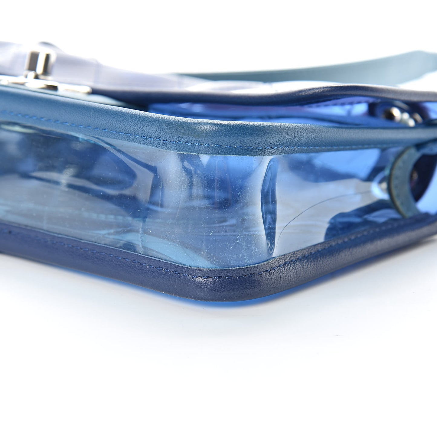 PVC Lambskin Stitched Mini Coco Splash Flap Blue