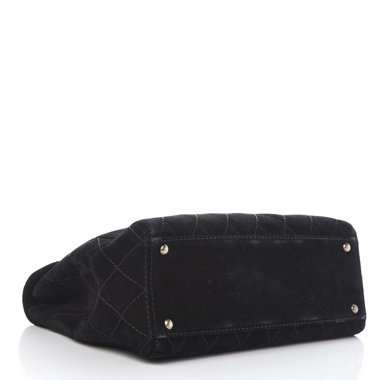 Suede Diamond Stitched Flap Bag Black