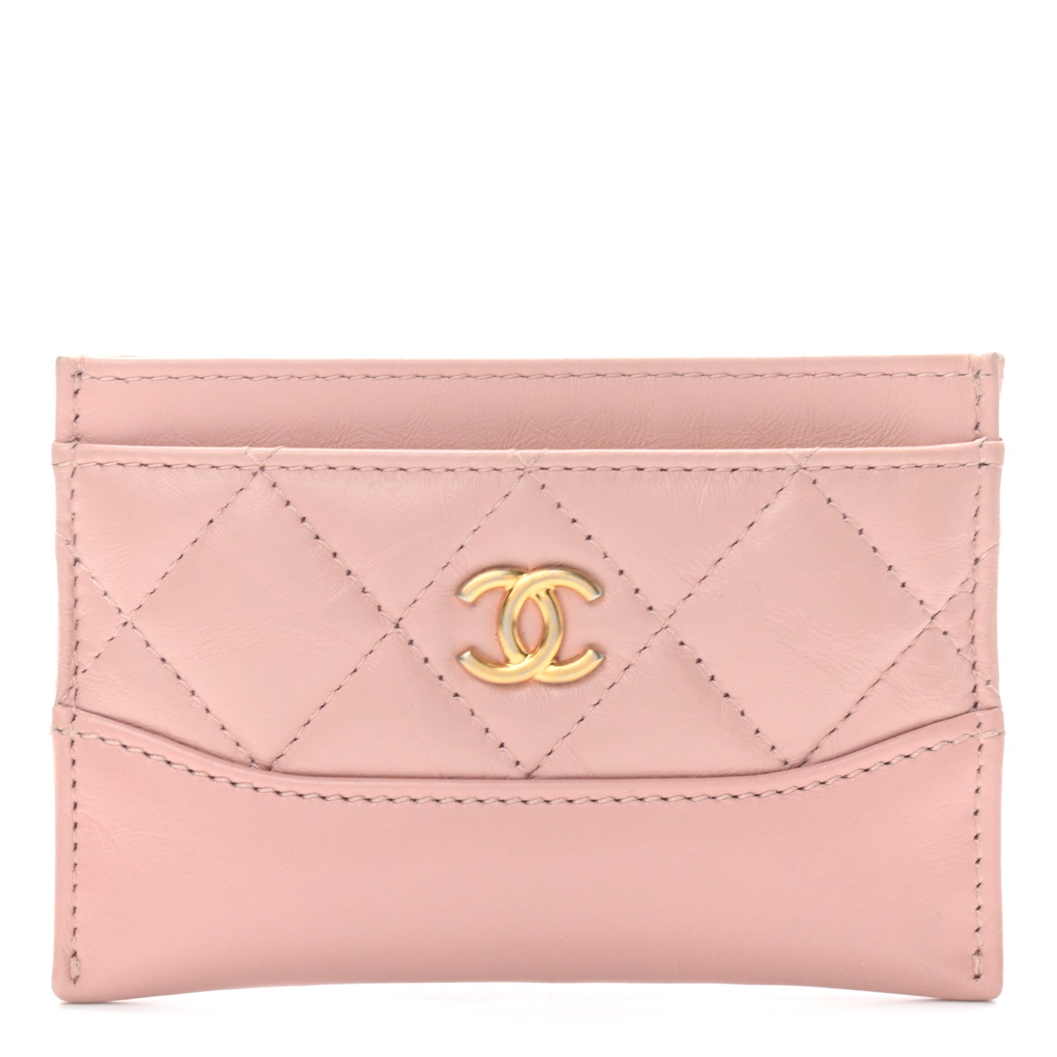 Chanel Aged Calfskin Quilted Gabrielle Card Holder Wallet Light Pink 1 of 8