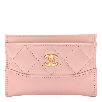 Chanel Aged Calfskin Quilted Gabrielle Card Holder Wallet Light Pink 1 of 8