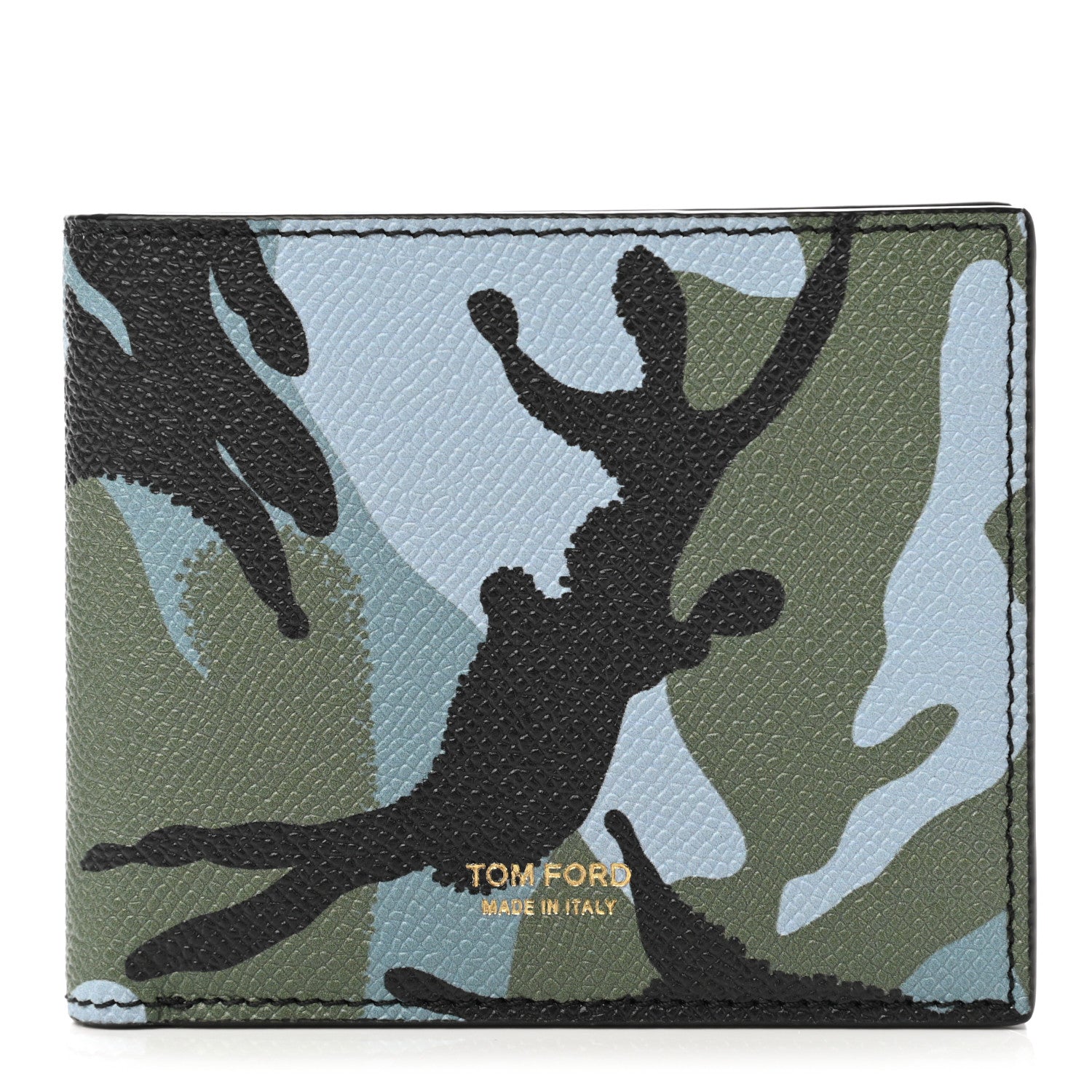 Tom Ford Calfskin Camo Print Mens T-Line Bi-Fold Wallet Multicolor 1 of 6