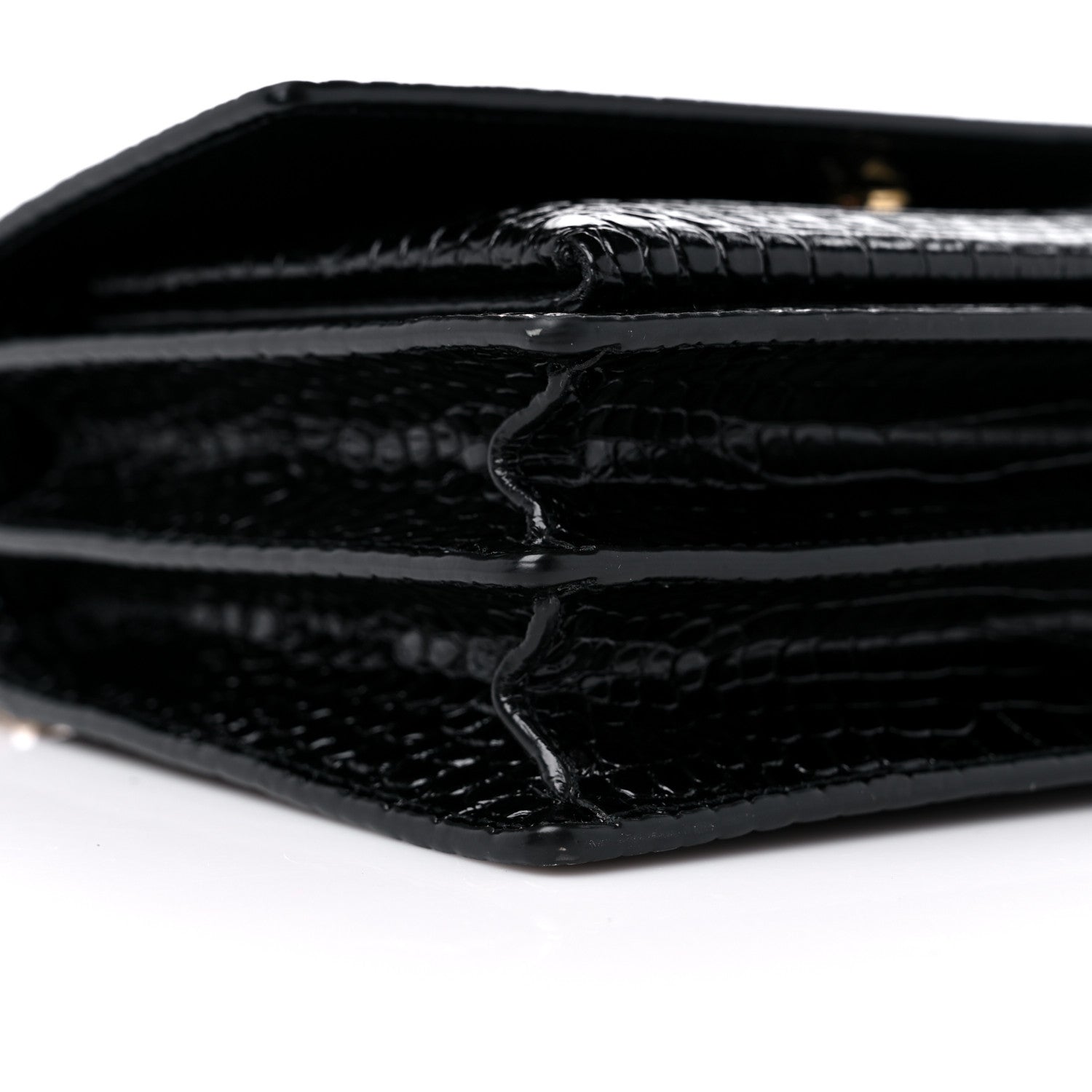 Saint Laurent Calfskin Crocodile Embossed Medium Monogram Sunset Black 8 of 9