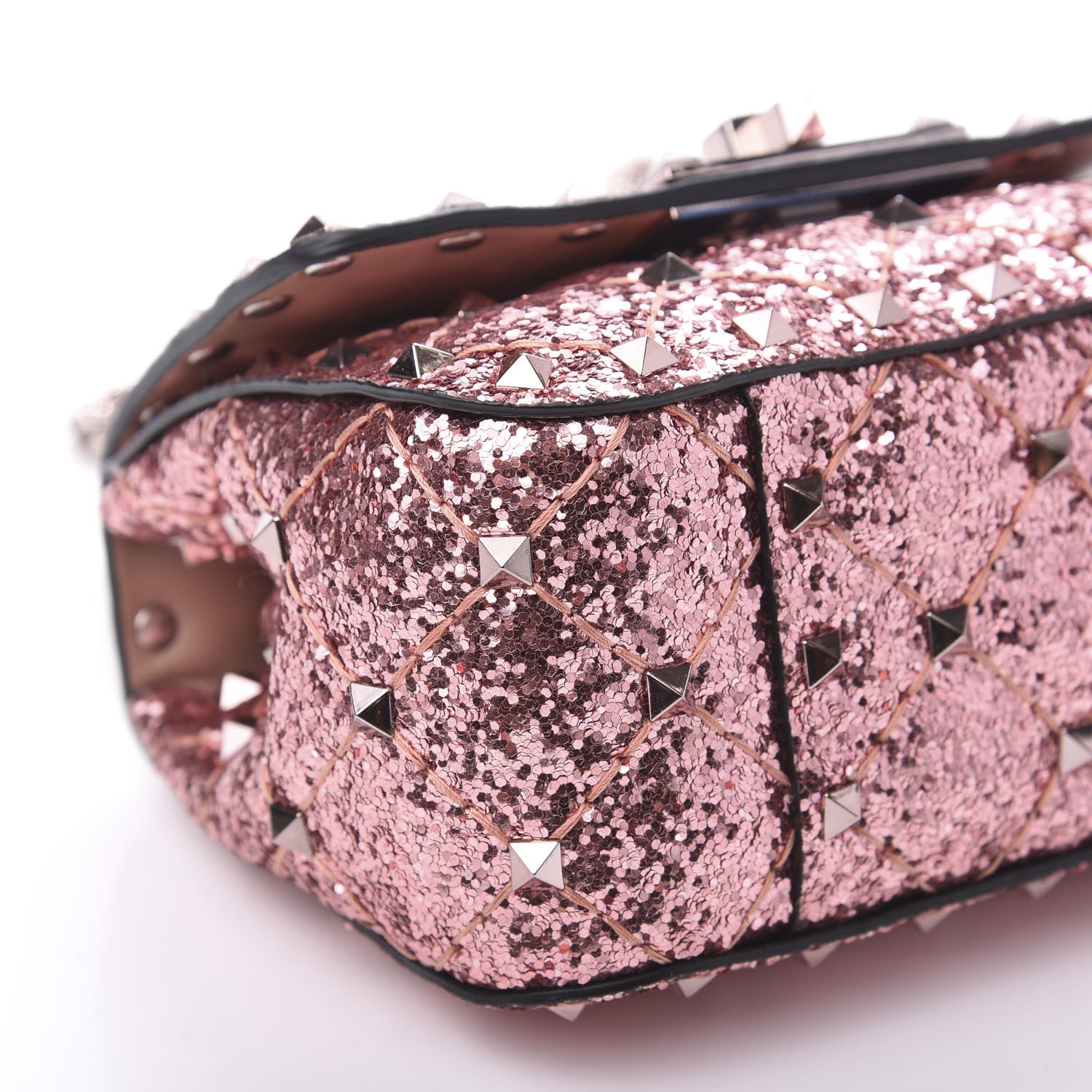 Valentino Garavani Glitter Micro Rockstud Spike Shoulder Bag Antique Pink 7 of 10