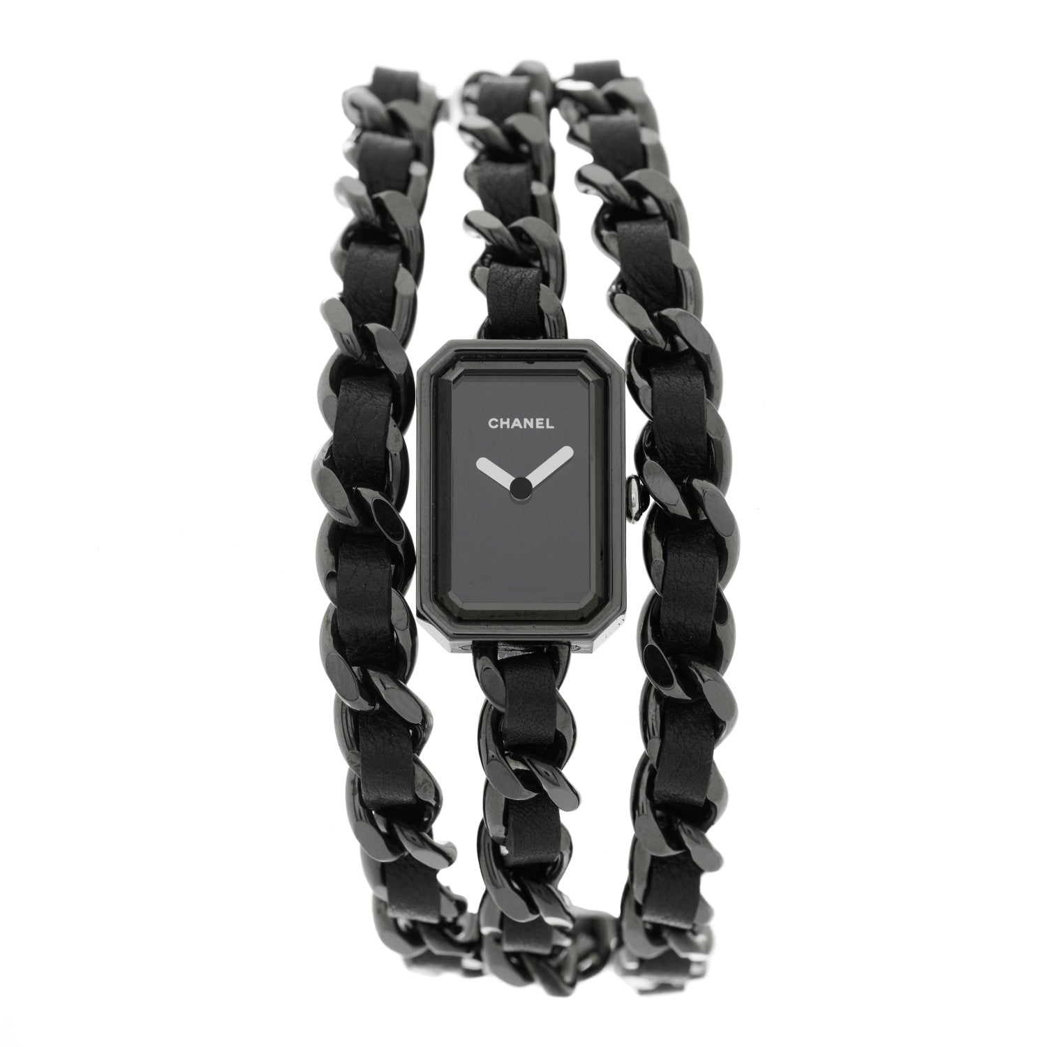 Chanel Stainless Steel Lambskin 16mm Premiere Rock Triple Row Quartz Watch Black 1 of 4
