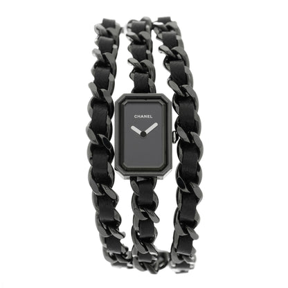 Chanel Stainless Steel Lambskin 16mm Premiere Rock Triple Row Quartz Watch Black 1 of 4