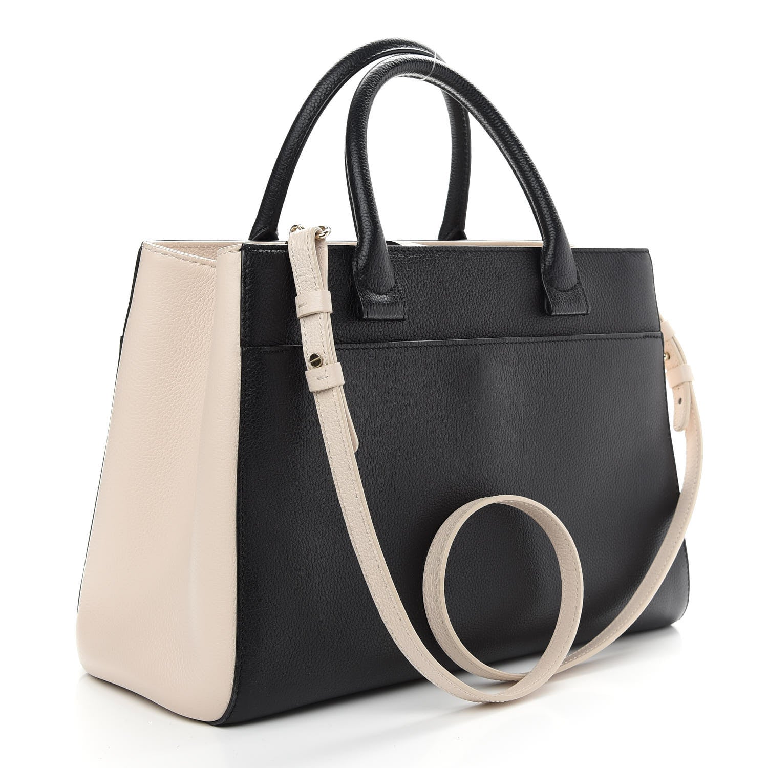 Chanel Grained Calfskin Small Bi-Color Neo Executive Shopper Tote Black Beige 3 of 9