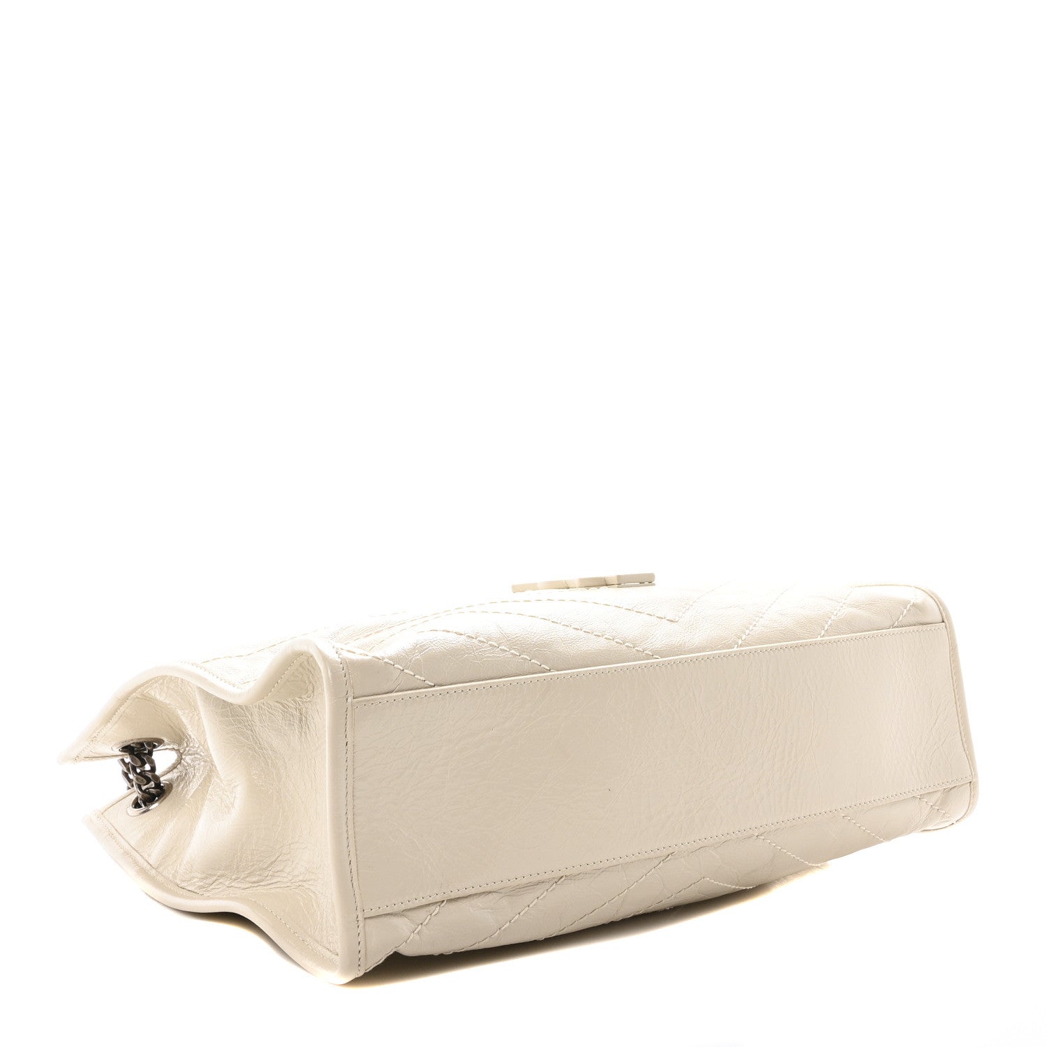 Saint Laurent Crinkled Calfskin Matelasse Monogram Medium Niki Shopper Tote Crema Soft 4 of 10