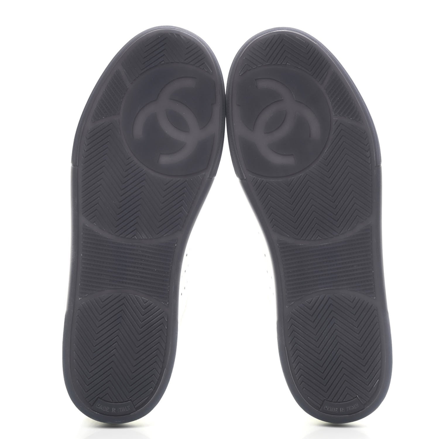 Chanel Grained Calfskin Fabric Womens Logo Sneakers 40.5 White Black 5 of 8