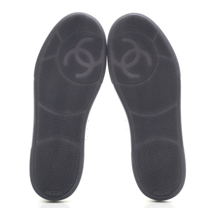 Chanel Grained Calfskin Fabric Womens Logo Sneakers 40.5 White Black 5 of 8