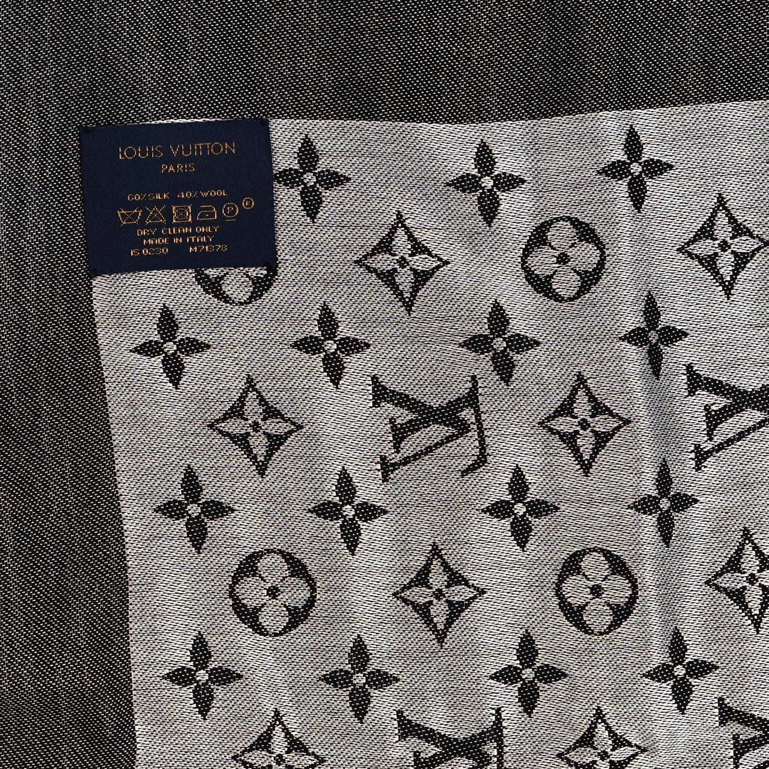Louis Vuitton Silk Wool Monogram Denim Shawl Black 3 of 3