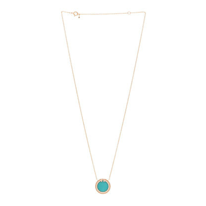 Tiffany 18K Rose Gold Diamond Turquoise T Circle Pendant Necklace 3 of 5