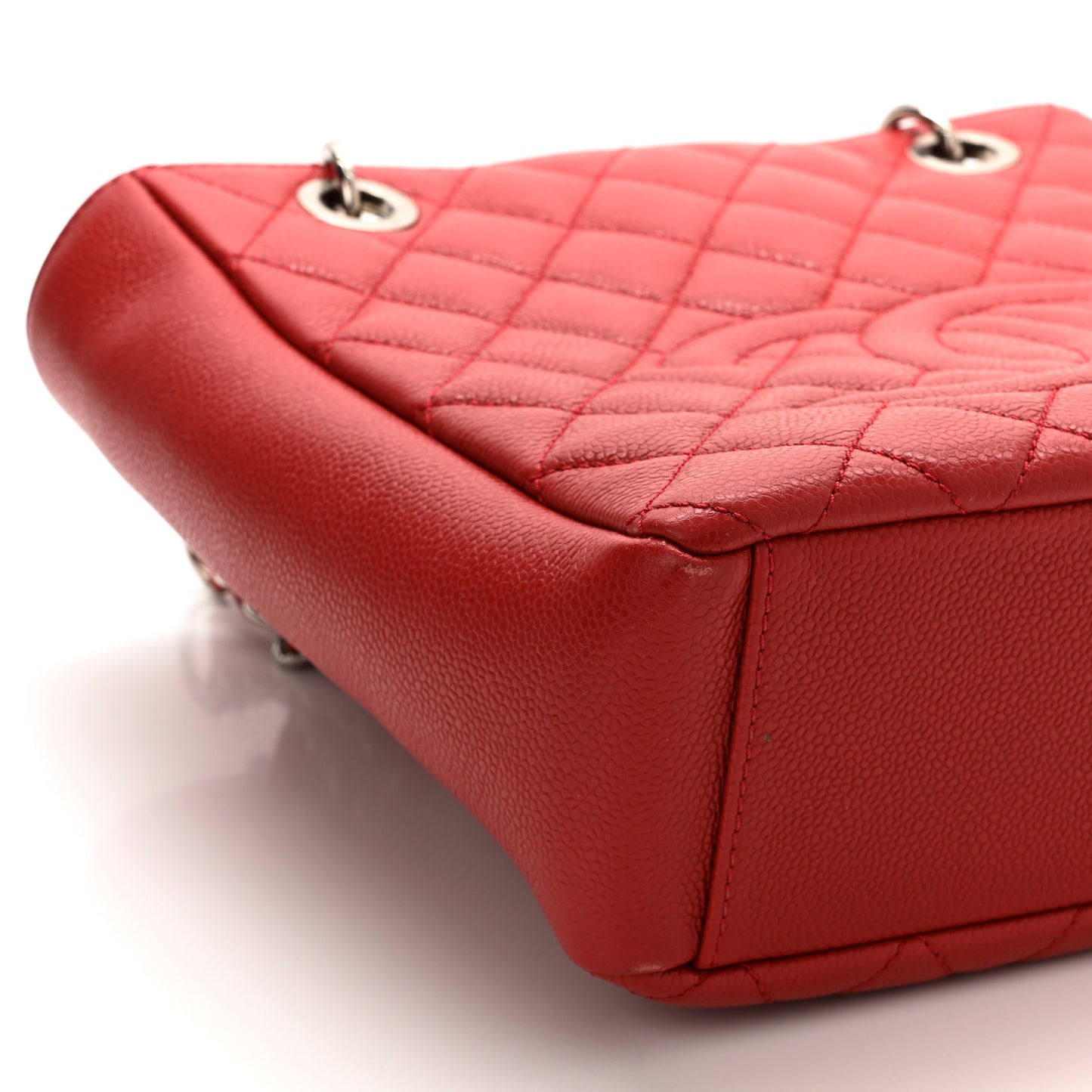 Caviar Quilted Petit Shopping Tote PST Red