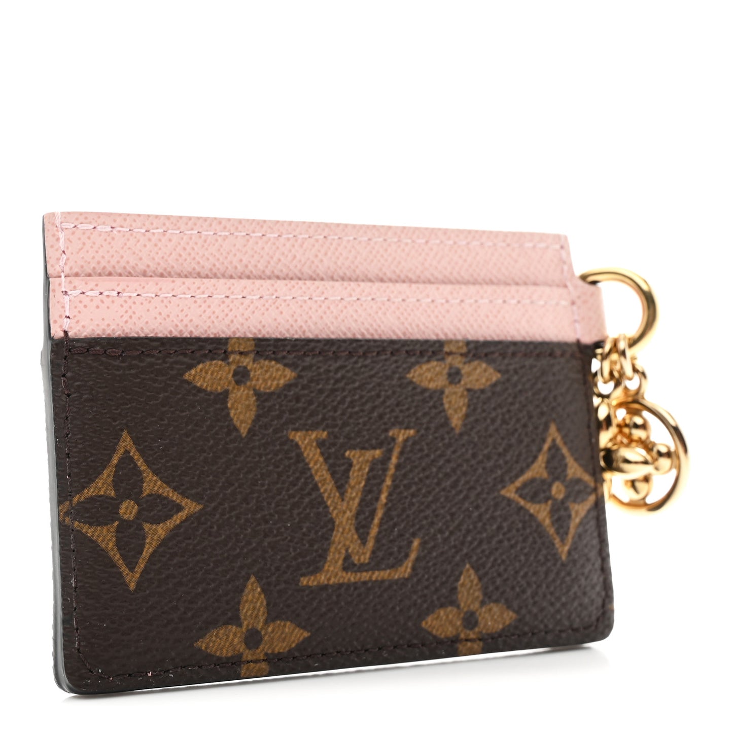 Monogram LV Charms Card Holder Rose Ballerine