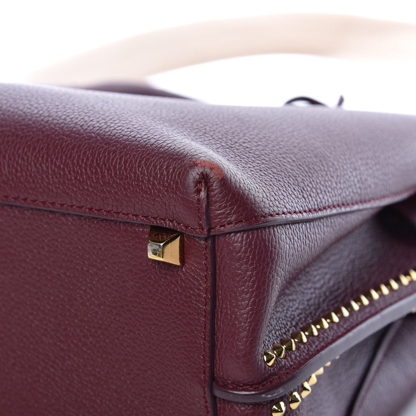 Grained Calfskin Studded Medium Milla Tote Rustic Brown