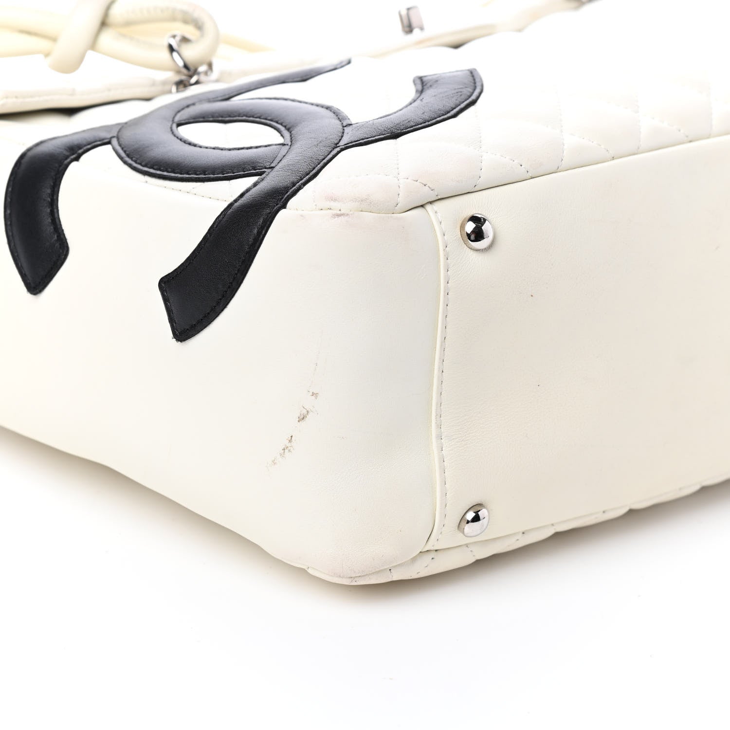 Chanel Calfskin Quilted Large Cambon Flap White Black 10 of 11