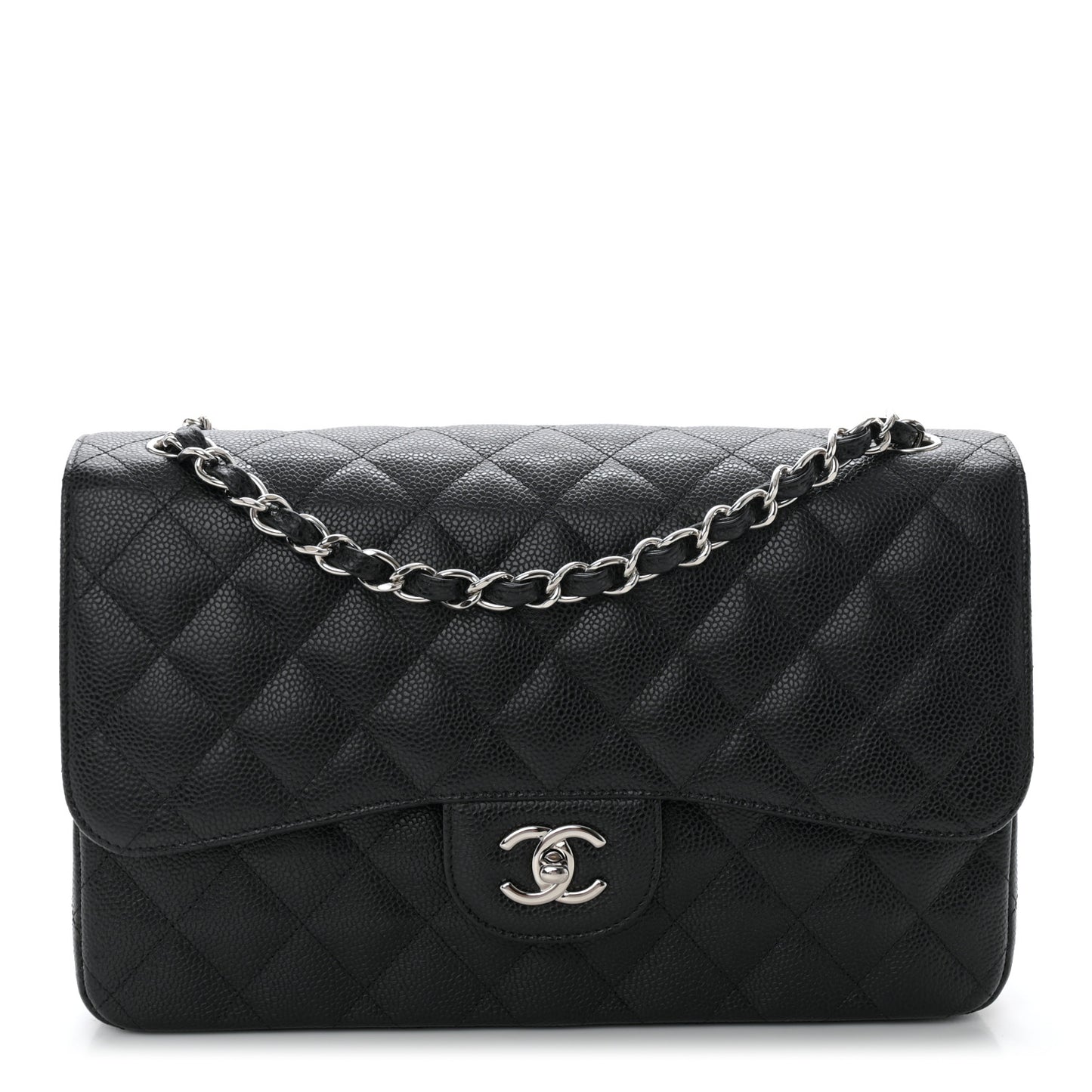 Caviar Quilted Jumbo Double Flap Black