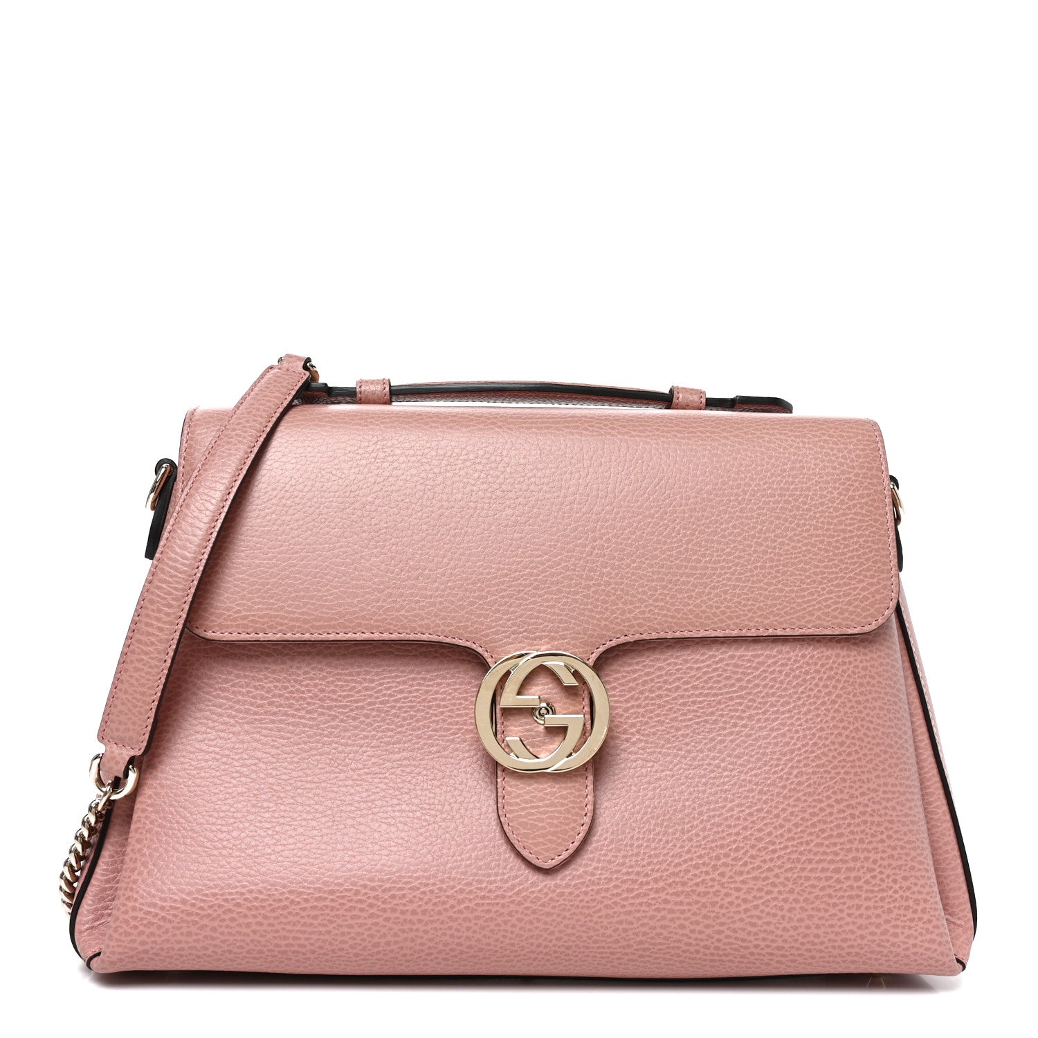 Gucci Dollar Calfskin Medium Interlocking G Top Handle Shoulder Bag Soft Pink 1 of 10