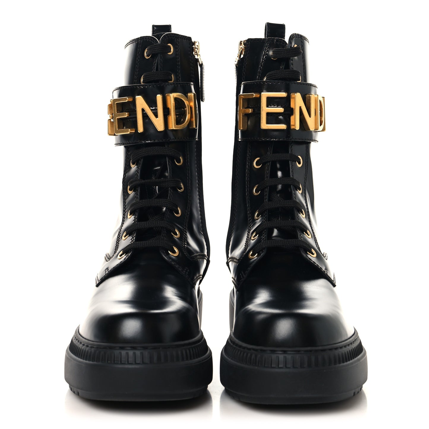 Vitello Abrasivato Fendigraphy 50mm Biker Boots 40 Black