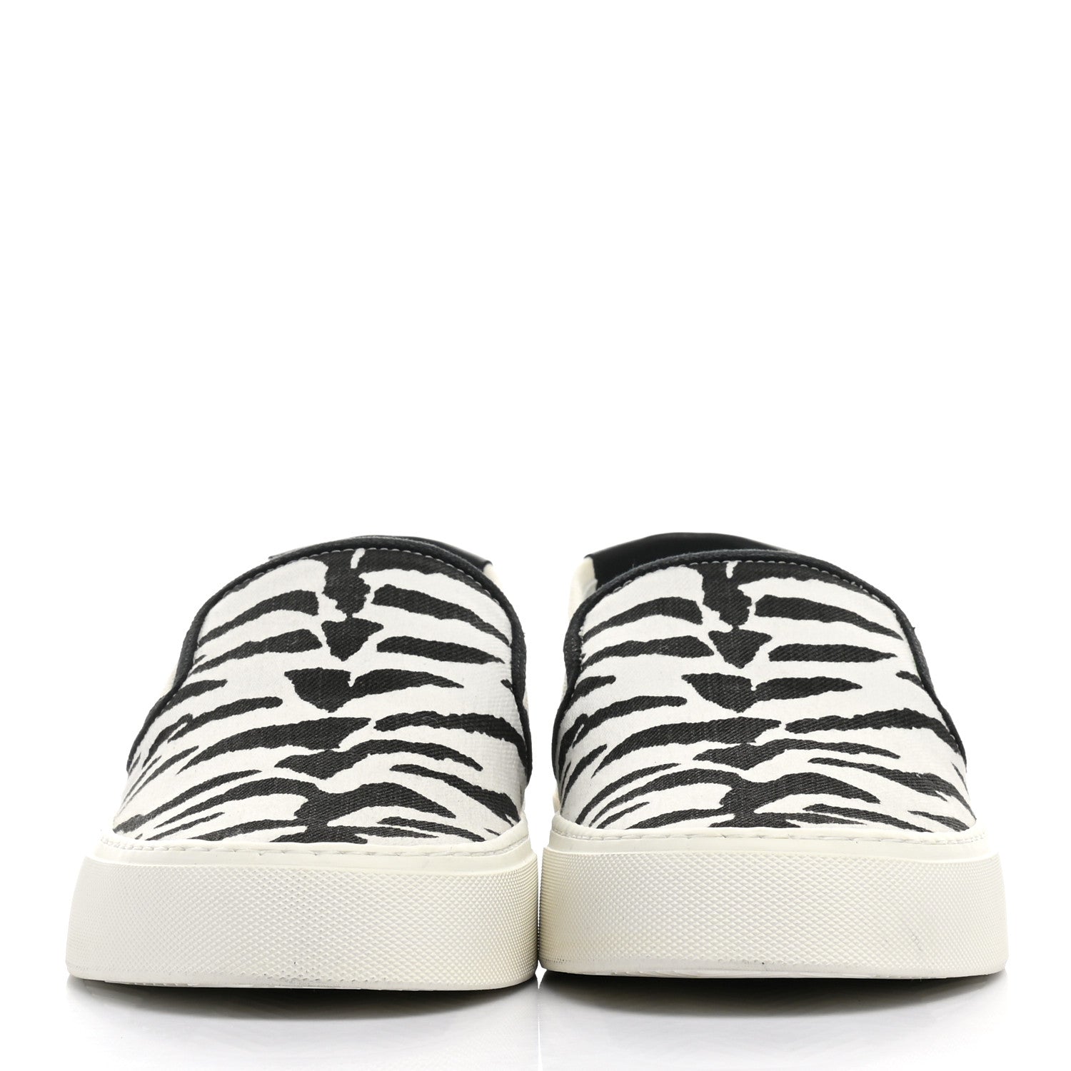 Saint Laurent Canvas Zebra Mens Venice Slip On Sneakers 43 Black White 2 of 11