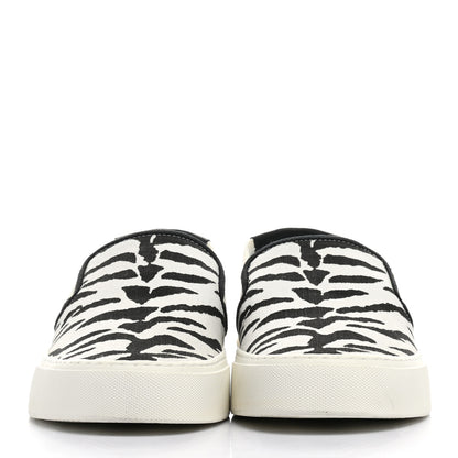 Saint Laurent Canvas Zebra Mens Venice Slip On Sneakers 43 Black White 2 of 11