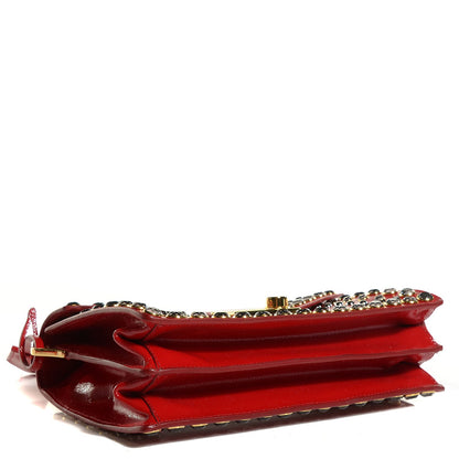 Prada Saffiano Vernice Crystal Sound Shoulder Bag Rosso 4 of 10