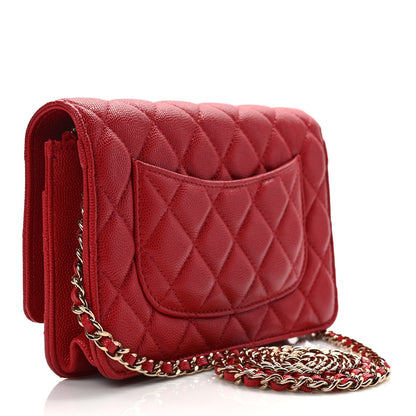 Chanel Caviar Quilted Wallet On Chain WOC Red 2 of 9