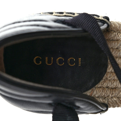 Gucci Nappa Matelasse GG Marmont Ankle Wrap Platform 35/120mm Espadrille Wedges 39 Black 7 of 8