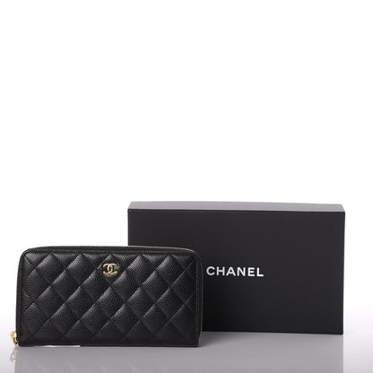 Chanel Caviar Quilted Large Gusset Zip Around Wallet Black 9 of 9