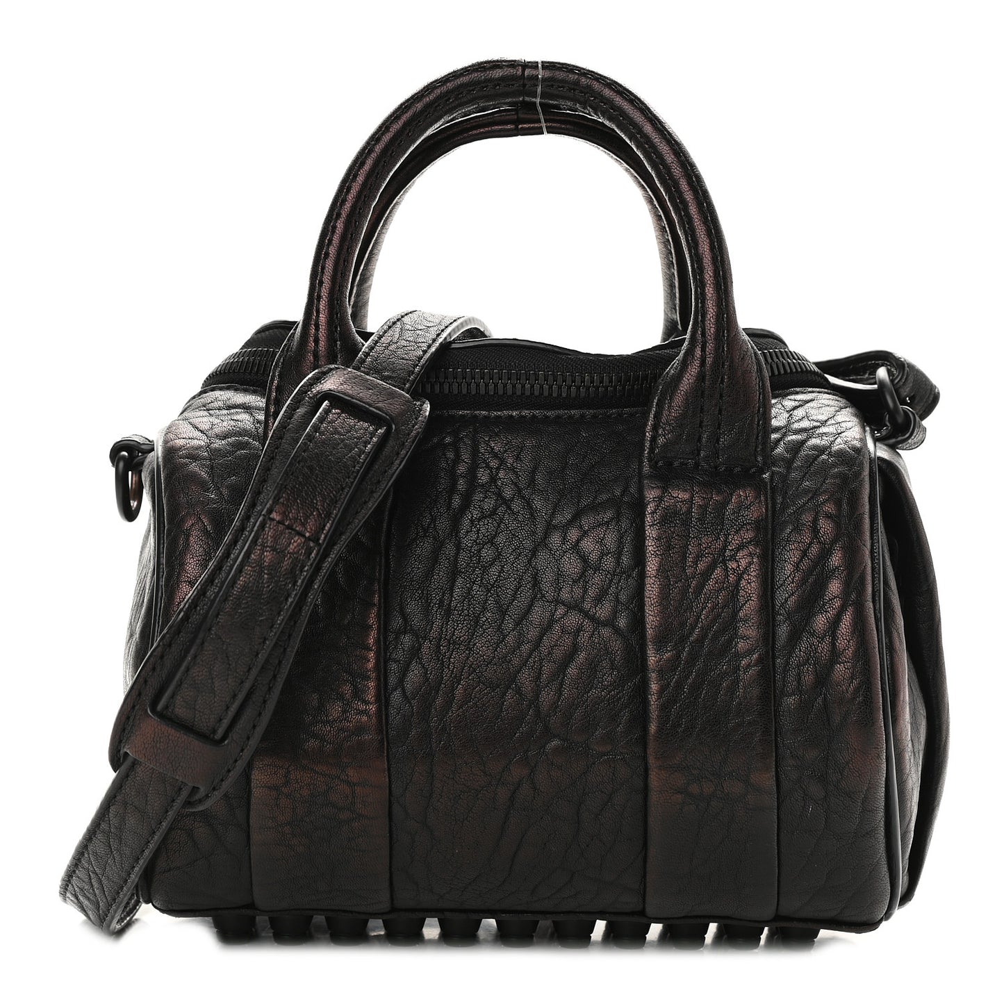 Pebbled Lambskin Mini Rockie Black Matte Bronze Black Hardware