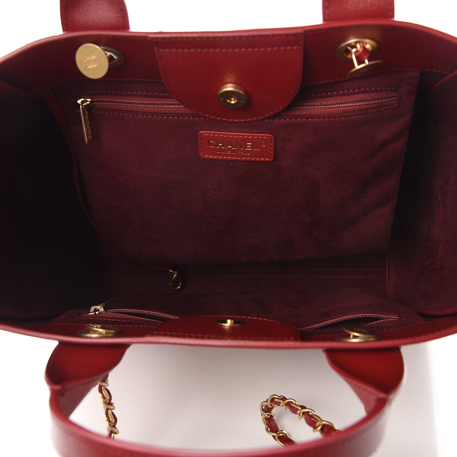 Chanel Caviar Small Studded Deauville Tote Burgundy 5 of 10