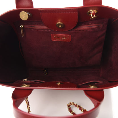 Chanel Caviar Small Studded Deauville Tote Burgundy 5 of 10