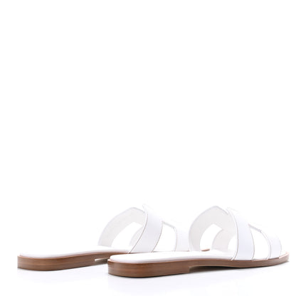 Hermes Box Calfskin Oran Sandals 37 White 4 of 8