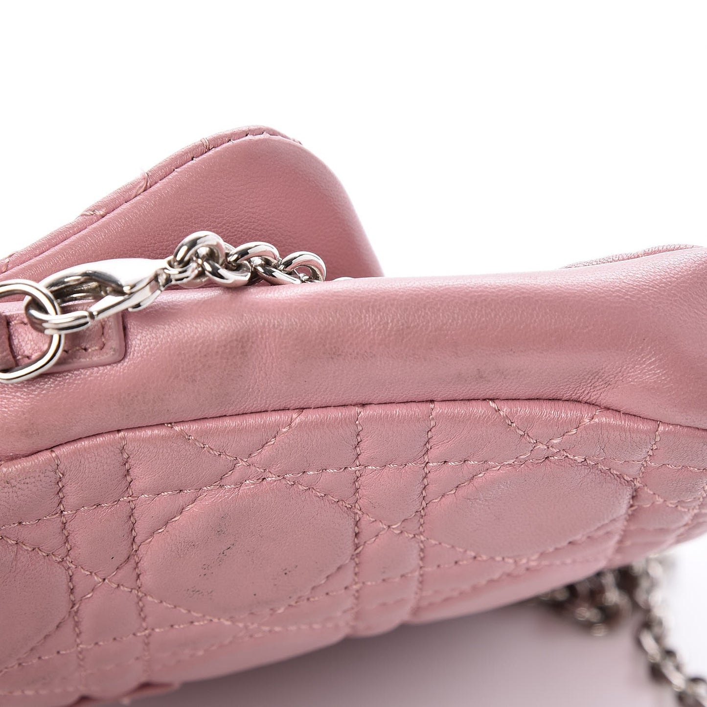 Lambskin Cannage New Lock Pouch Magnolia