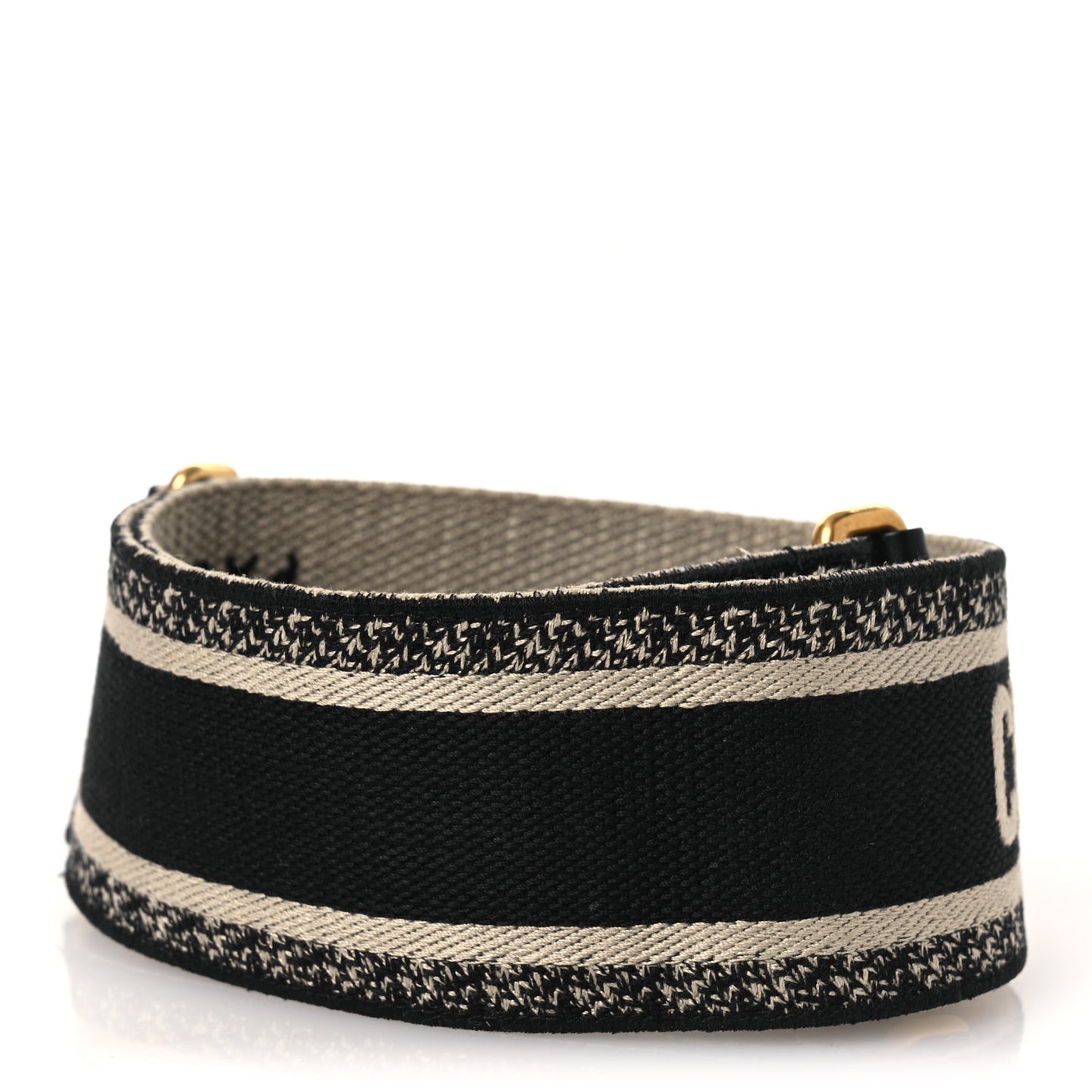 Canvas Embroidered Shoulder Strap  Black