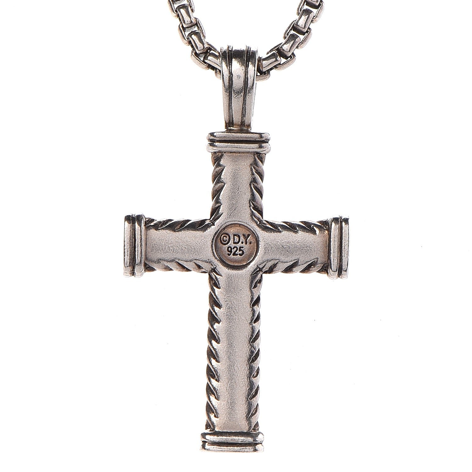 David Yurman Sterling Silver Chevron Cross Necklace 5 of 6