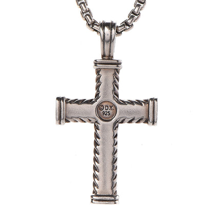 David Yurman Sterling Silver Chevron Cross Necklace 5 of 6