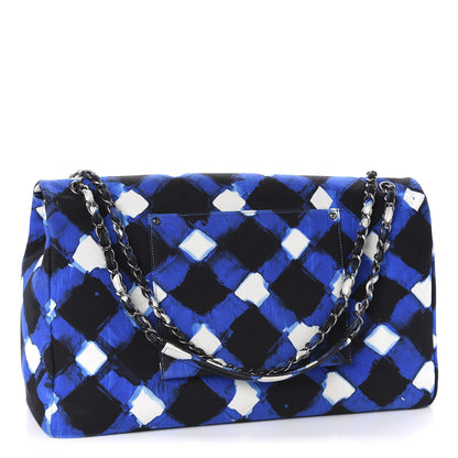Chanel Canvas Printed XXL Airline Travel Flap Bag Black Blue White 3 of 10