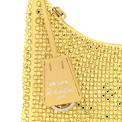 Prada Satin Crystal Mini Re-Edition 2000 Bag Ananas 9 of 12