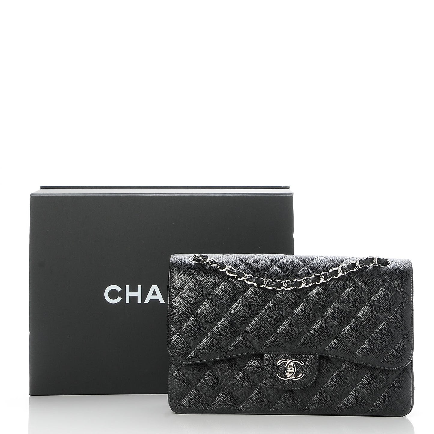 Caviar Quilted Jumbo Double Flap Black