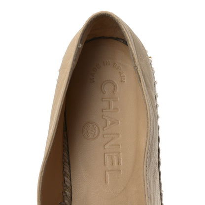 Chanel Lambskin CC Espadrilles 38 Beige Black 7 of 8