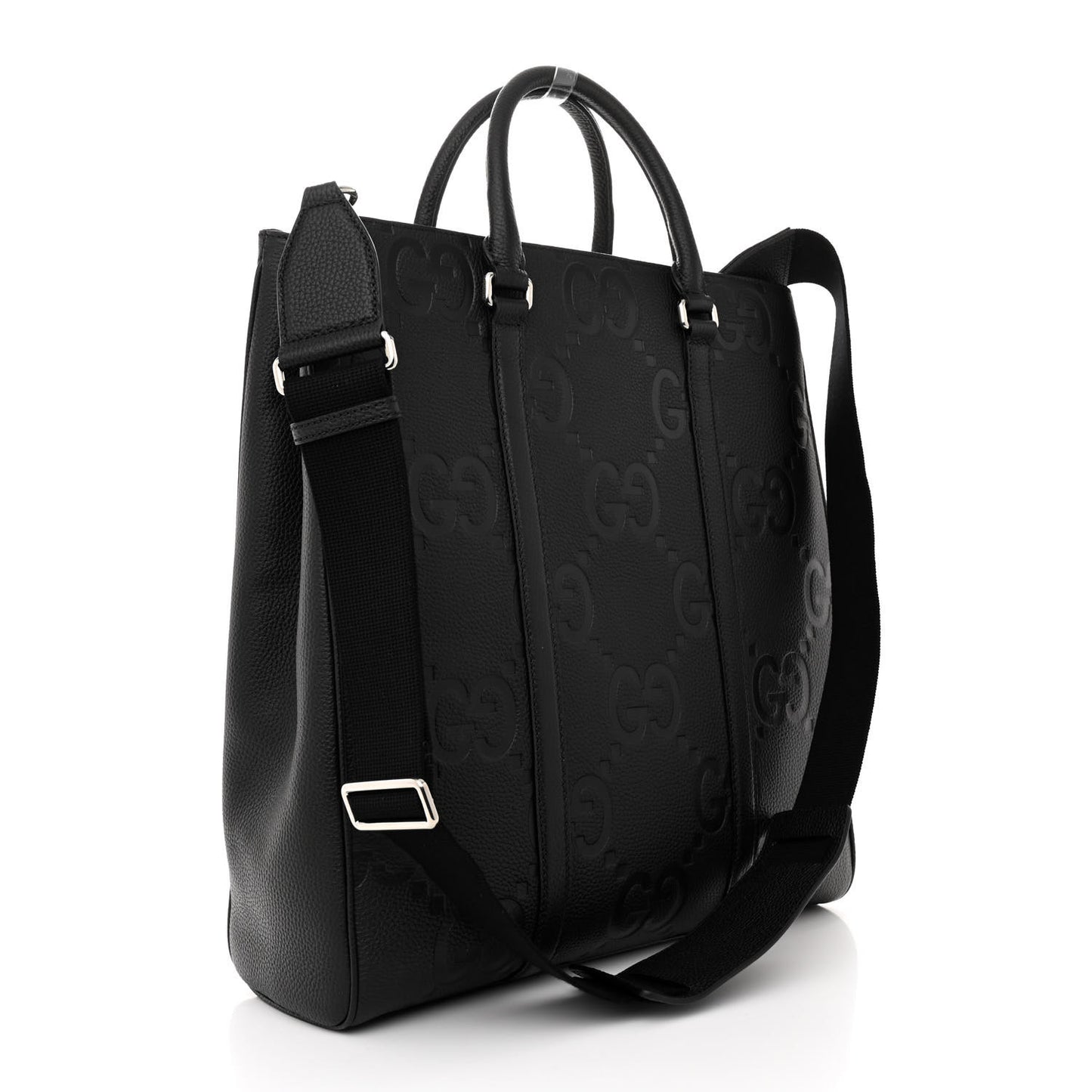 Piuma Calfskin Jumbo GG Embossed Medium Tote Bag Black