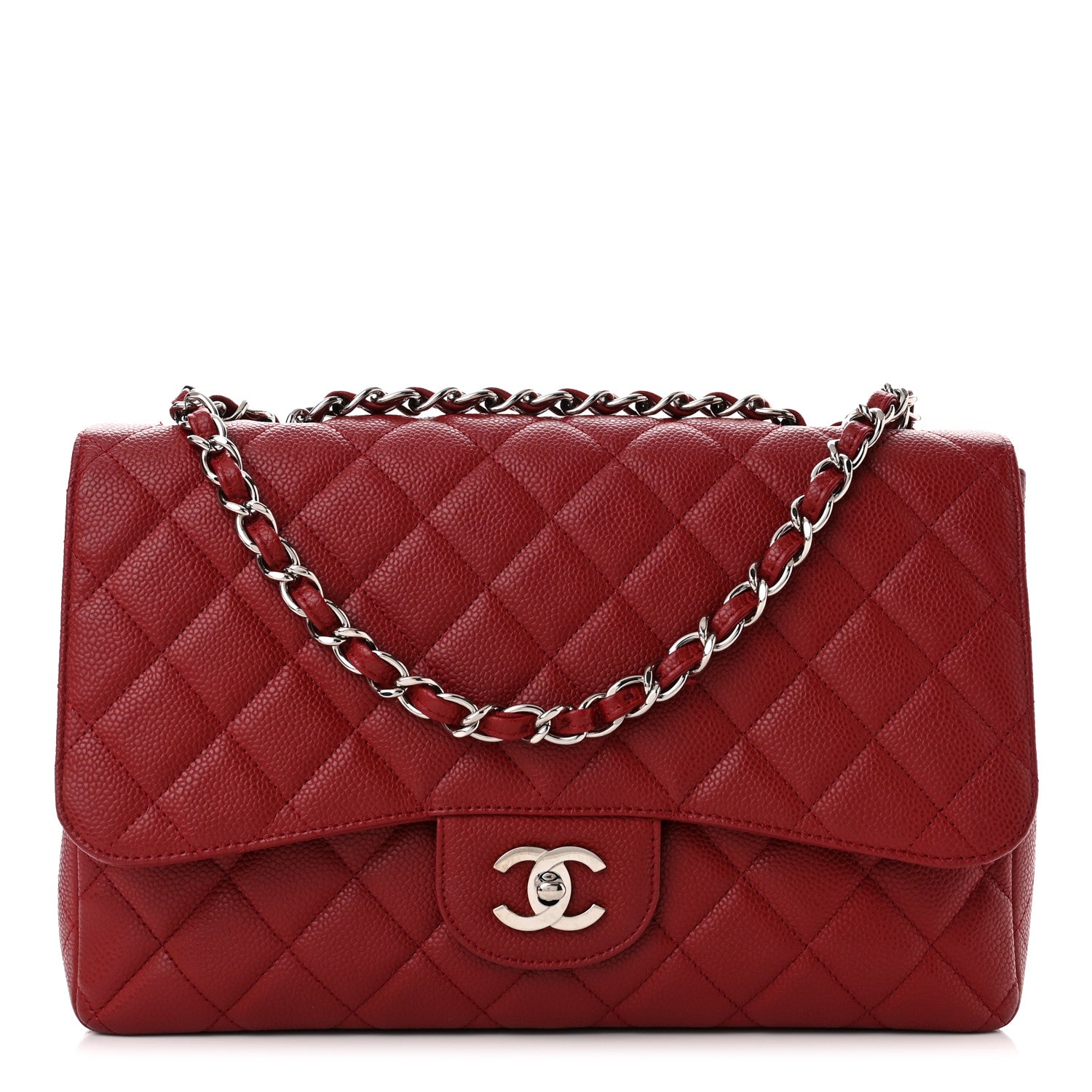 Chanel Caviar Quilted Jumbo Single Flap Dark Red 1 of 14