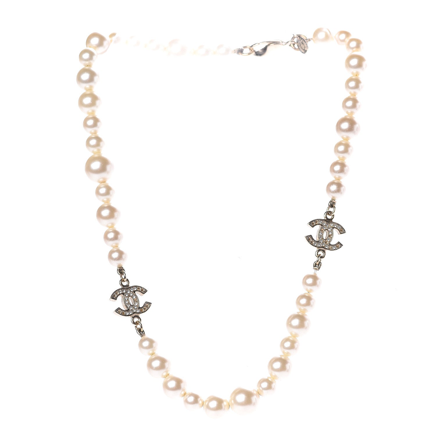 Chanel Pearl Crystal CC Short Necklace Gold 3 of 9