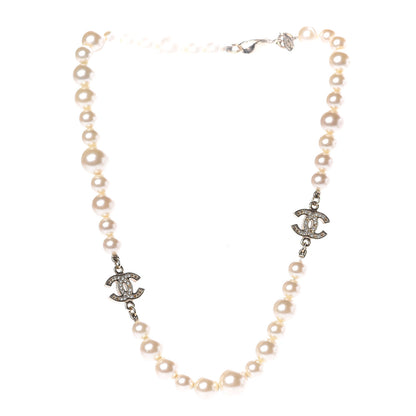 Chanel Pearl Crystal CC Short Necklace Gold 3 of 9
