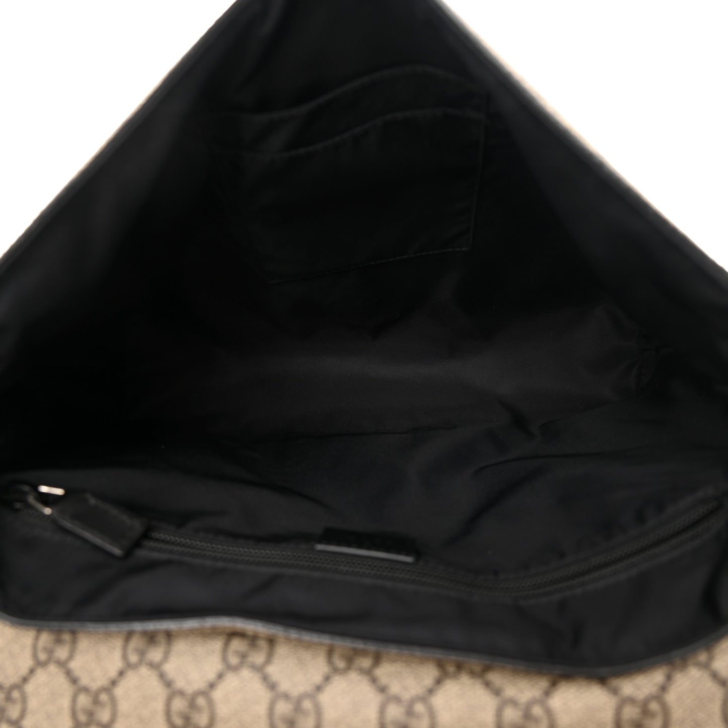 GG Supreme Monogram Web Flap Messenger Bag Black