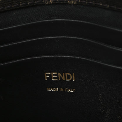 Fendi Fabric Jacquard Paillettes Vitello Seta FF 1974 Mini Baguette Testa di Moro Real Ebano 6 of 9