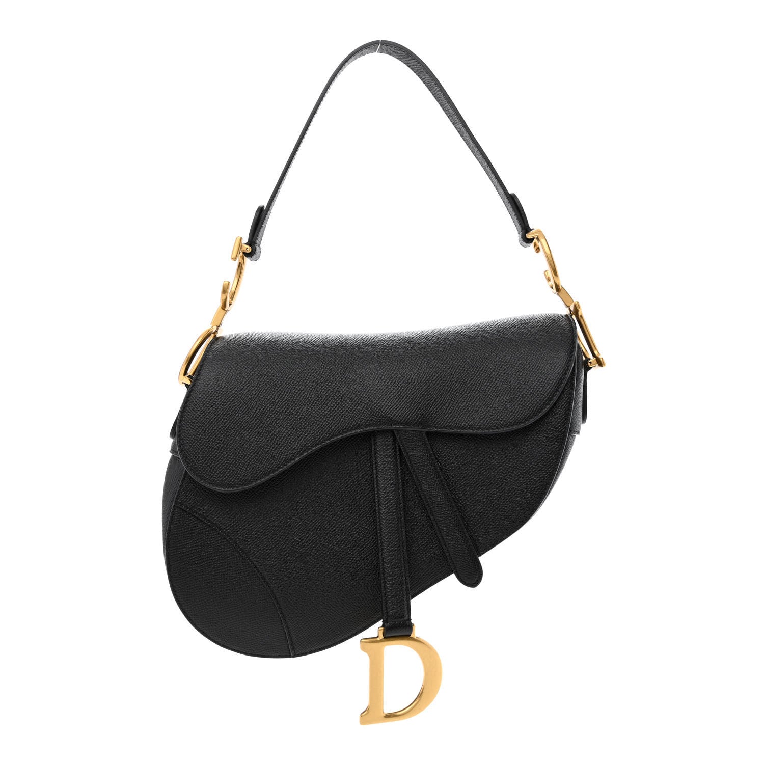 Christian Dior Grained Calfskin Saddle Bag Black 1 of 12
